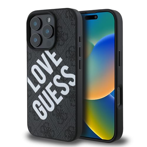 Cg Mobile Guess - Custodia Per Iphone 16 Pro Hc, Resistente, Antiurto, Compatibile Con Magsafe, Pu 4G, Con Logo Big Love Guess, Colore Nero