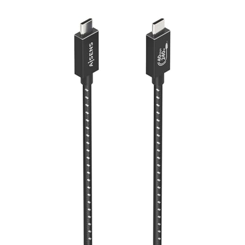 Aisens - A156-0868 - Cavo Usb4 Gen3X2 Alluminio 40Gbps 8K@60Hz 5A 48V 240W E-Mark, Tipo Usb-C/M-Usb-C/M, Nero, 1.5M