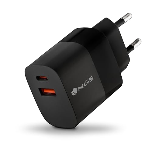 Ngs Bud 45 W - Caricatore Da Parete Ultra Veloce Con 2 Porte Usb-C(Pd & Pps 45 W) Usb-A (Qc 3.0 18 W) Compatto E Portatile Per Smartphone Tablet Porta