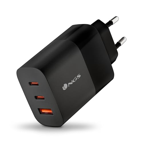 Ngs Bud 65W - Caricatore Da Parete Ultra Veloce Con 3 Porte Usb-C (Pd & Pps 65W) Usb-A (Qc 3.0 18W) Compatto E Portatile Per Smartphone Tablet Portati