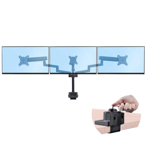 Startech.Com Supporto Per Tre Monitor Da 27″, Staffa Per Scrivania Con Regolazioni Senza Attrezzi, Vesa 75X75/100X10