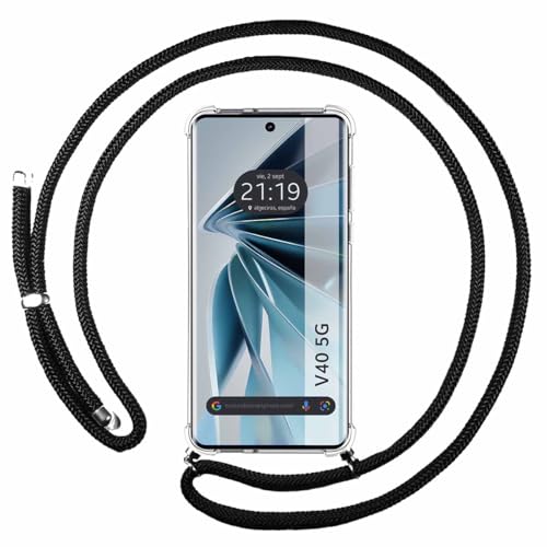 Tumundosmartphone Custodia A Sospensione Trasparente Per Vivo V40 5G Con Cordone Nero