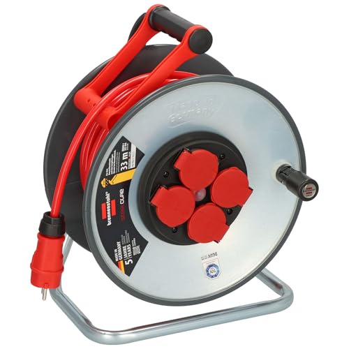 Brennenstuhl Professional Steelcore Avvolgicavo Sc 3210 Ip44 (33 M H07Bq-F 3G2,5, Corpo Avvolgicavo In Lamiera D'Acciaio, Utilizzo In Cantiere E Uso E