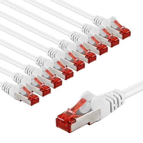Goobay 65989 - Cavo Di Rete Cat6 In Set/Cavo Patch Schermato S/Ftp/Cu Ethernet, Pimf, Lszh/Cat 6 Da 10 Gbit/Bianco, 10 X 5 M