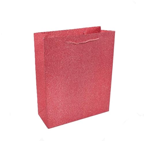Buste Regalo Rosso Glitter - Confezione Da 12 Pezzi, 14X17X7 Cm, Taglia Xs