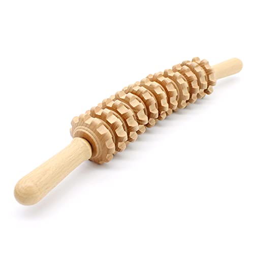 Massaggiatore Anticellulite In Legno, Rullo Massaggiatore Curvo Per Tutto Il Corpo, Favorisce La Circolazione, 11 Ruote Staccabili, Sollievo Dal Dolor