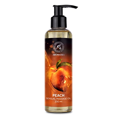 Olio Da Massaggio Rilassante Alla Pesca 200 Ml - Olio Da Massaggio Rilassante Commestibile - Semi D'Uva - Olio Di Mandorle - Olio Da Massaggio Delicat