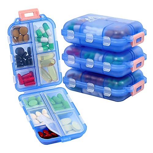 4Ps Organizzatore Di Pillole Da Viaggio, Con 164 Etichette Piccole, 10 Scomparti Portatile,Piccola Scatola Pieghevole Per Il Trasporto E La Conservazi