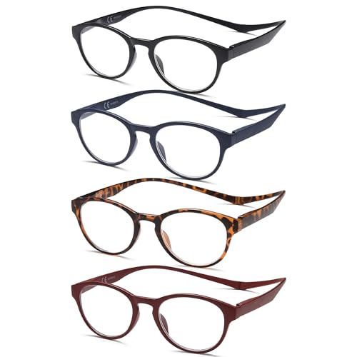 New Vision 4 Pack Occhiali Da Lettura Uomo, Occhiali Da Lettura Con Calamita, Ce, Uv400, Stile Classico Occhiali Lettura Per Uomo Donna, Nv3312 (4 Col
