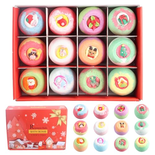 Focenat 12 Pezzi Bombe Da Bagno Naturali, Bombe Da Bagno Set Natale Regalo Con Olio Essenziale, Palline Da Bagno, Bombe Da Doccia Per Rilassamento Men
