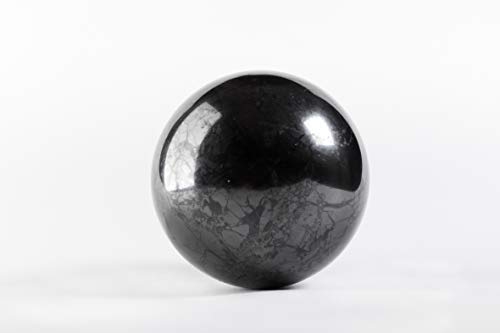 Sn Naturstein Ug - Sfera Di Sunghite Lucida 15 Cm | Pietra Preziosa E Curativa Originaria Della Carelia - Protezione Radiazioni Cellulare E Emf