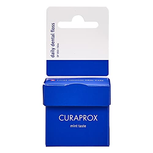Curaprox Filo Interdentale Df 850, Daily Dental Floss, Microfibra Curen, Sapore Di Menta, Bianco, 50 M