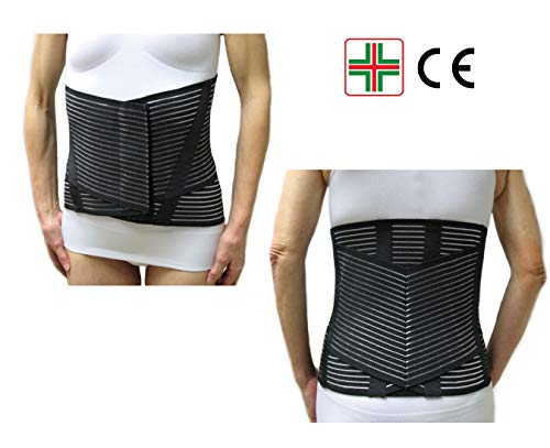 Corsetto Lombare Con Rinforzo A V -Nero, S (65-75 Cm.)- Supporto Ortopedico Steccato, Fascia Cintura Addominale Con 6 Stecche, Tutore Per Schiena, Bus