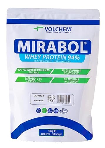 Volchem Mirabol Whey Protein 94, Integratore Alimentare Con Proteine Del Siero Del Latte, 22% Aminoacidi Ramificati, Con Arginina E Glutammina, Busta
