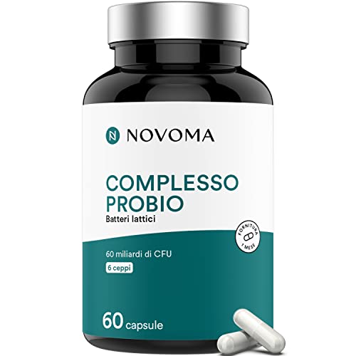 Novoma Complesso Probio, Formula Probiotici Per La Flora Intestinale, Fermenti Lattici 60 Miliardi Di Cfu, 6 Ceppi Batterici, 90 Capsule Gastroresiste