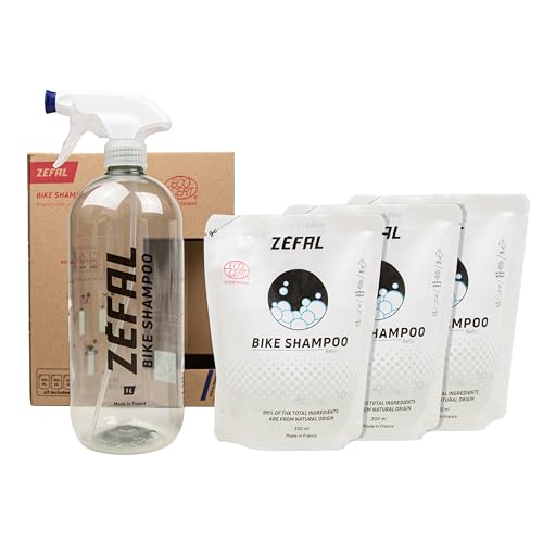 Zefal Bike Shampoo - Kit Pulizia Bici E Mtb - Detergente Bici Con Ingredienti Naturali Ecocert - Flacone Spray Cleaner Da 1L Con 3 Ricariche Da 300Ml