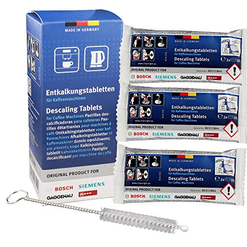 Dl-Pro 6 Compresse Decalcificanti Per Bosch Siemens 00311864 Tz6002, Set Con Spazzola Per La Pulizia Dl-Pro