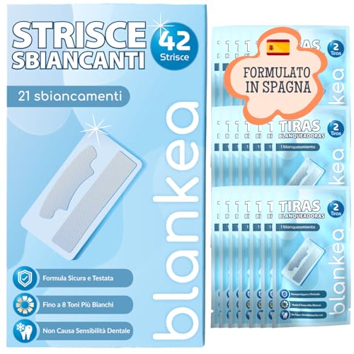 Blankea Strisce Sbiancanti Denti Pap - 42 Strisce, 21 Sessioni Di Sbiancamento Dei Denti - Sbiancamento Dei Denti Senza Sensibilità Dentale - Sbiancam