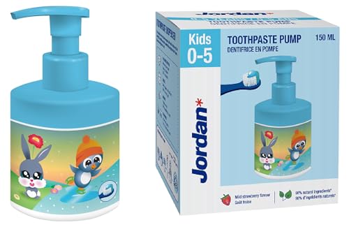 Jordan* | Dentifricio Per Bambini Con Pompa Dosatrice | Dentifricio In Erogatore A Pompa Equivalente A 3 Tubi Normali | Soluzione Innovativa E Comoda