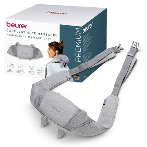 Beurer Mg 154 - Massaggiatore Per Collo A Batteria Con Funzione Di Calore Per Spalle E Collo, Funzionamento Senza Fili Fino A 2 Ore, 6 Testine E Dita