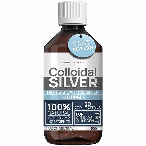 Argento Colloidale, 10 Ppm, 500 Ml, Acqua D'Argento Di Alta Qualità, Più Forte Di 25 Ppm, Per Uomo, Cane E Gatto, Carbonio Neutro, 100% Naturale Con 2