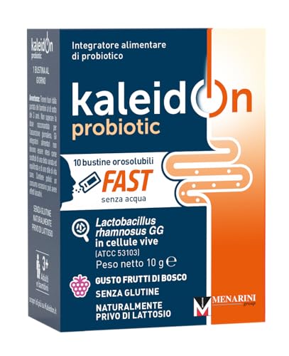 Kaleidon Probiotic Fast Orosolubile - Integratore A Base Di Lactobacillus Rhamnosus Gg Che Favorisce L'Equilbrio Della Flora Intestinale, Gusto Frutti