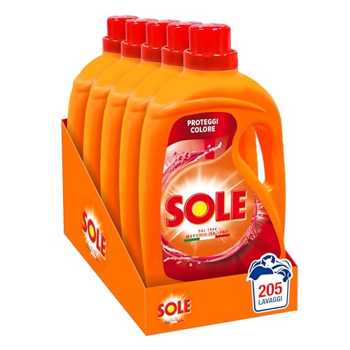 Sole Detersivo Lavatrice Proteggi Colore 205 Lavaggi, (5X41), Formula Igienizzante, Detersivo Lavatrice Liquido Proteggi Colore, Rimuove Le Macchie A