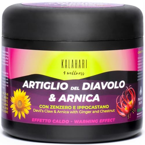 Kalahari Artiglio Del Diavolo E Arnica Gel - Extra Forte - Effetto Caldo Riscaldante Per Massaggi A Muscoli E Articolazioni, Recupero Muscolare, Mobil