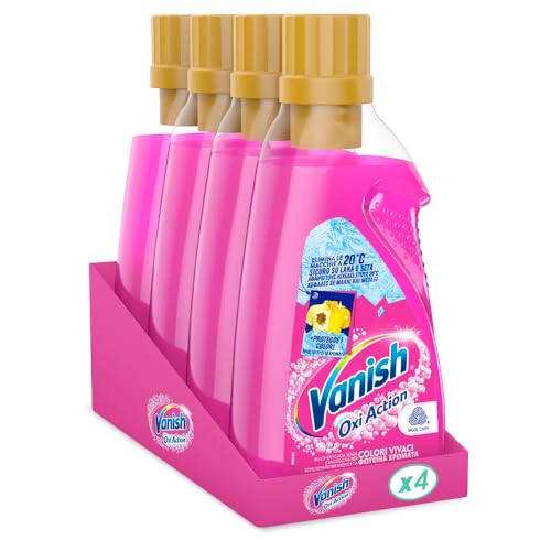 Vanish Oxi Action Multipower Gel Rosa, Smacchiatore Per Capi Colorati, 4 Confezioni Da 1500 Ml Di Smacchiatore Per Bucato, Additivo Lavatrice Multiazi