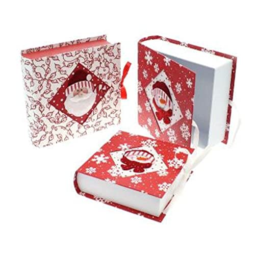 Scatola Regalo Natalizia Forma Libro - Colore Rosso/Bianco