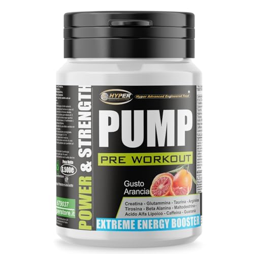 Hyper Pre Workout Potente Power & Strength Pump 500 Gr - Preworkout Bodybuilding Con Creatina, Glutammina, Taurina, Arginina, Tirosina, Acido Alfa Lip