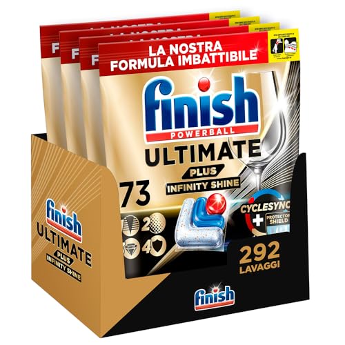 Finish Ultimate Plus Infinity Shine Pastiglie Lavastoviglie, 292 Capsule, Per Lavastoviglie Con Scudo Protettivo Contro Lo Sporco E I Residui Incrosta