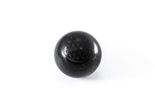 Sn Naturstein Ug - Sfera Di Sunghite Lucida 4 Cm | Pietra Preziosa E Curativa Originaria Della Carelia - Protezione Radiazioni Cellulare E Emf