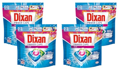 Dixan Power Caps Color, Detersivo Lavatrice In Capsule, 4 X 35 Capsule Lavaggi
