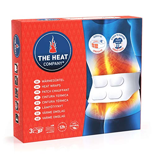 The Heat Company Cintura Termica - Extra Caldo - 12 Ore Di Piacevole Calore - Pronti All'Uso - Autoriscaldante - Puro Naturale - Per Tutte Le Misure: