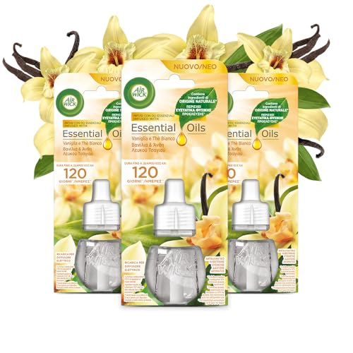 Airwick Ricariche Per Diffusore Elettrico Di Oli Essenziali, Confezione Da 3 Ricariche Di Profumatore Per Ambienti Alla Fragranza Di Vaniglia E Thè Bi