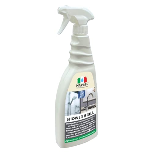 Marbec Shower Brill 750Ml Detergente Protettivo Anticalcare Brillantante Per Sanitari, Box Doccia E Ceramiche