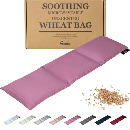 Qomfor Cuscino Cervicale Riscaldante - Cuscino Caldo Cervicale 46 X 12 Cm - Cuscino Termico Microonde Di Grano Con Morbida Copertura In Cotone Per All