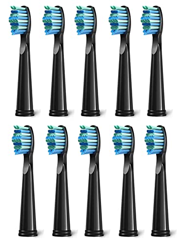10 Testine Di Ricambio Per Spazzolino Eletrico Compatibil Con Fairywill D7/D8/Fw507/508/551/917/959/D1/D3-Nero