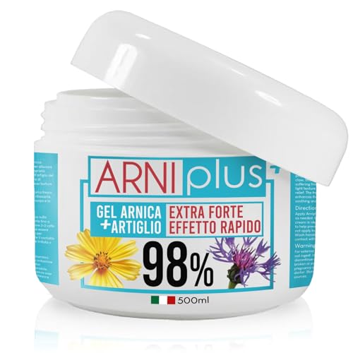 Arniplus+ Arnica Per Cavalli Uso Umano, Gel Extra Forte 98%, Assorbimento Rapido, Non Unge, Arnica Montana + Artiglio Del Diavolo, 500Ml, Made In Ital
