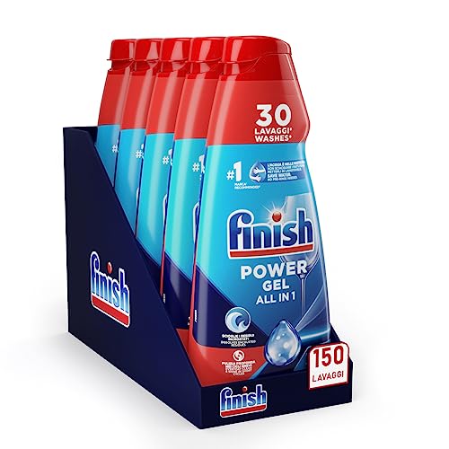 Finish Powergel Detersivo Lavastoviglie Fresh, Gel Lavastoviglie, 150 Lavaggi, 5 Confezioni Da 30 Lavaggi Di Liquido Lavastoviglie