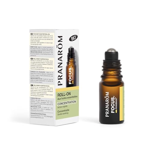 Pranar Aromaboost Focus Bio - Rullo Profumo, Memoria E Concentrazione, Effetto Immediato, Olio Essenziale Biologico Di Menta Piperita, 5 Ml.