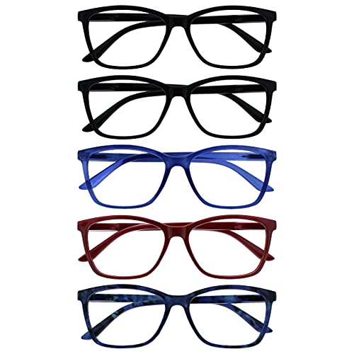 The Reading Glasses Company Grande Uomo Nero Blu Marrone Rosso Lettori Valore 5 Pacco Cerniere Molla Rrrrr51-113Z3T +1,50 - 106 Gr