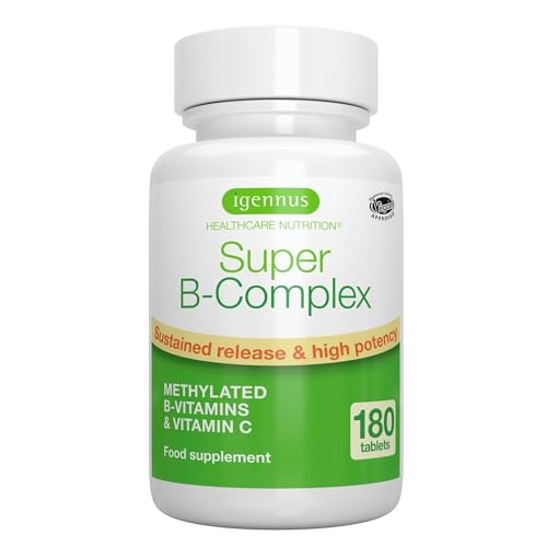 Super B - Vitamina B Complex Ad Alto Assorbimento E Rilascio Prolungato, 180 Comprese Vegane, B1,B2,B3,B5 B6,B12, Biotina, Folato E Vitamina C – Igenn