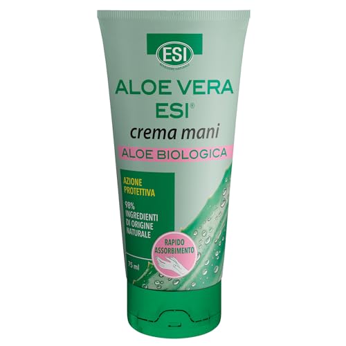 Esi - Aloe Vera Biologica Crema Mani, Con Burro Di Karitè E Acido Ialuronico, Idrata E Ricostituisce La Pelle Secca E Arrossata, Non Unge, Rapido Asso