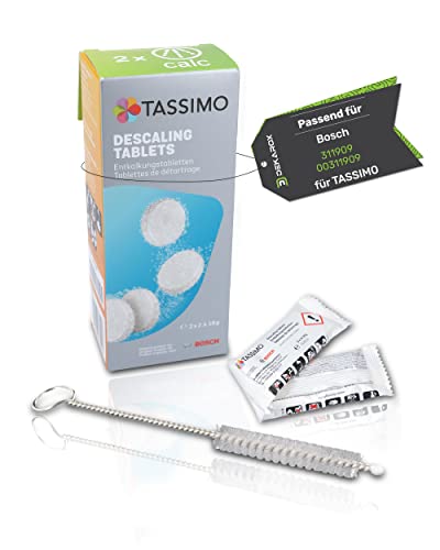 Compresse Decalcificanti Per 2 Processi Di Decalcificazione Per Bosch 311909 00311909 Tcz6004 Con Spazzola Dekarox Per Macchine Da Caffè Tassimo