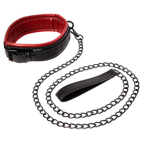 Sportsheets Saffron Vegan Black & Red Leash & Collar, Adjustable Size - 600 Gr