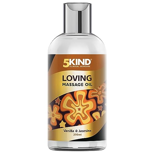 5Kind Olio Per Massaggi Sensuali 250 Ml - Olio Corpo Profumato Gelsomino E Vaniglia - Olio Per Massaggi Rilassante Per Coppie E Anti-Stress - Olio Ess