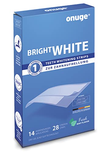 Onuge Bright White-Stripsi, Strisce Sbiancanti Per Denti, Confezione Da 28 Pezzi