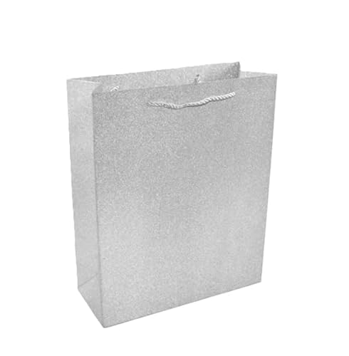 Buste Regalo Argento Glitter - Confezione Da 12 Pezzi, 14X17X7 Cm, Taglia Xs